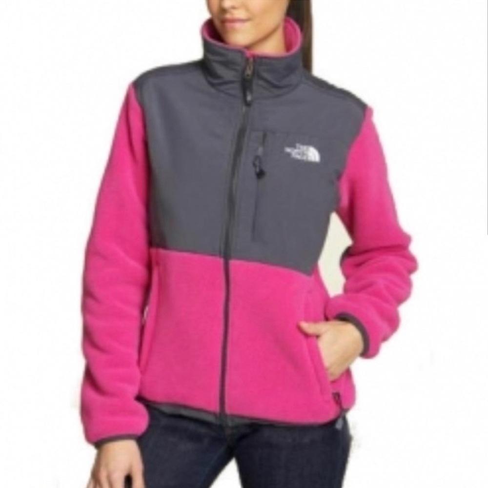 The North Face Pink and Gray Two-Tone Fleece Jacket